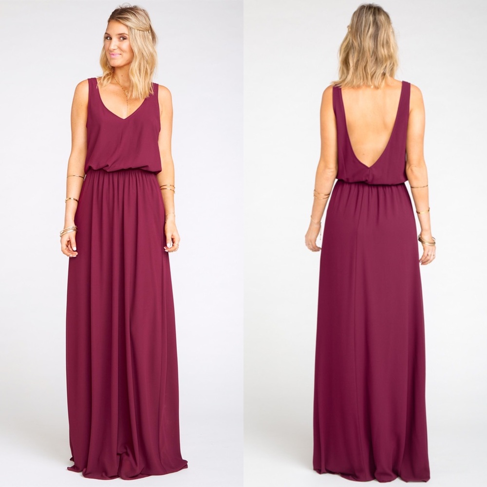 Show Me Your Mumu | Kendall Merlot Chiffon Maxi Bridal Dress